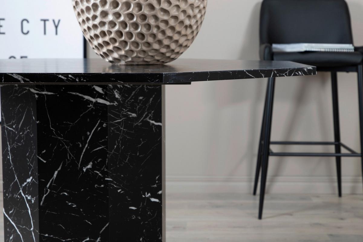 Esstisch Marbs Ø ca. 110 cm Marmoroptik - Schwarz, Design, Holzwerkstoff (110/110/75cm) - Livetastic