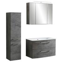 Badezimmer ''Stockholm'', Grau/Weiß - Dunkelgrau/Weiß, KONVENTIONELL, Glas/Holzwerkstoff (110cm) - Held