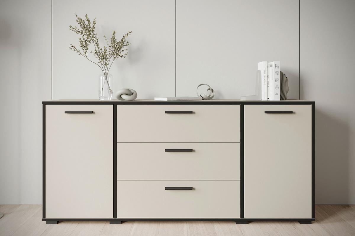 Sideboard Bogota Kaschmir/Schwarz - Kaschmir/Graphitfarben, Basics, Holzwerkstoff/Kunststoff (150/68/40cm) - P & B