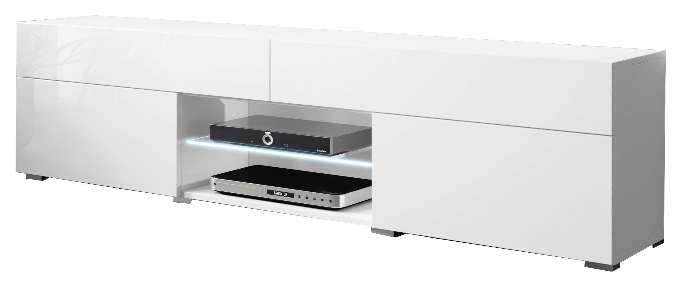 Nizka Omarica Carrera, Bela, Visoki Sijaj, Led - siva/bela, Trendi, umetna masa/leseni material (180/45,4/32,5cm) - P & B