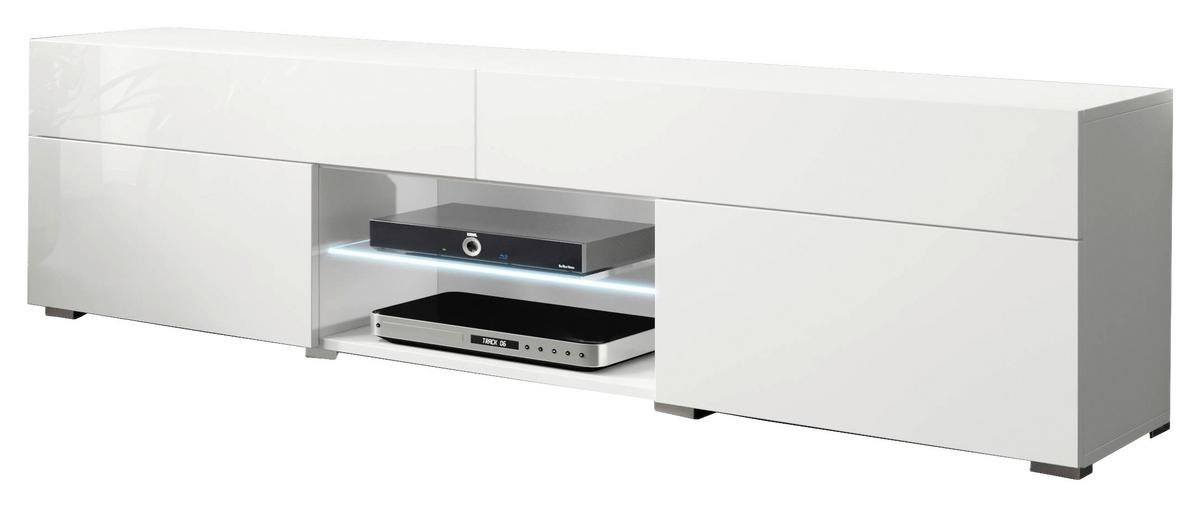 Nizka Omarica Carrera, Bela, Visoki Sijaj, Led - siva/bela, Trendi, umetna masa/leseni material (180/45,4/32,5cm) - P & B