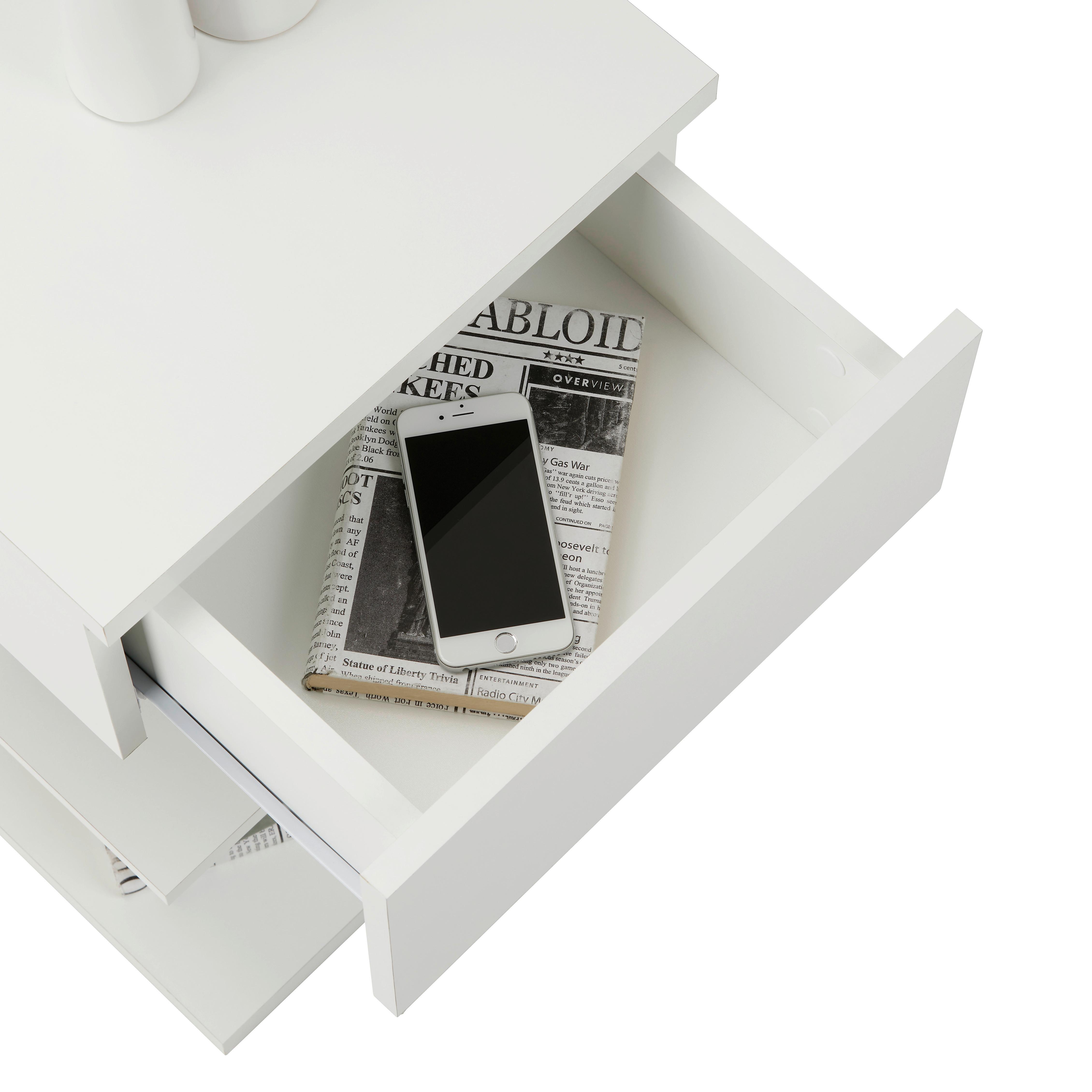 SÄNGBORD SUN - vit, Modern, trämaterial (39/65/39cm) - Mömax