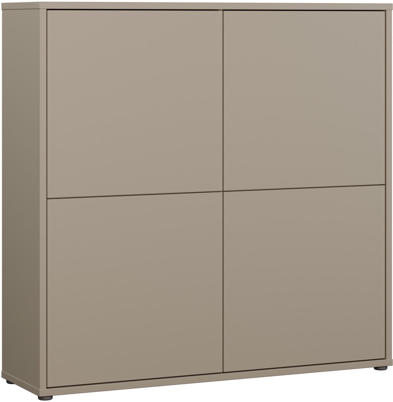 Visoka Komoda Alice, Rjavosiva - rjavosiva/siva, Moderno, umetna masa/leseni material (124,5/121,5/34,9cm) - Carryhome