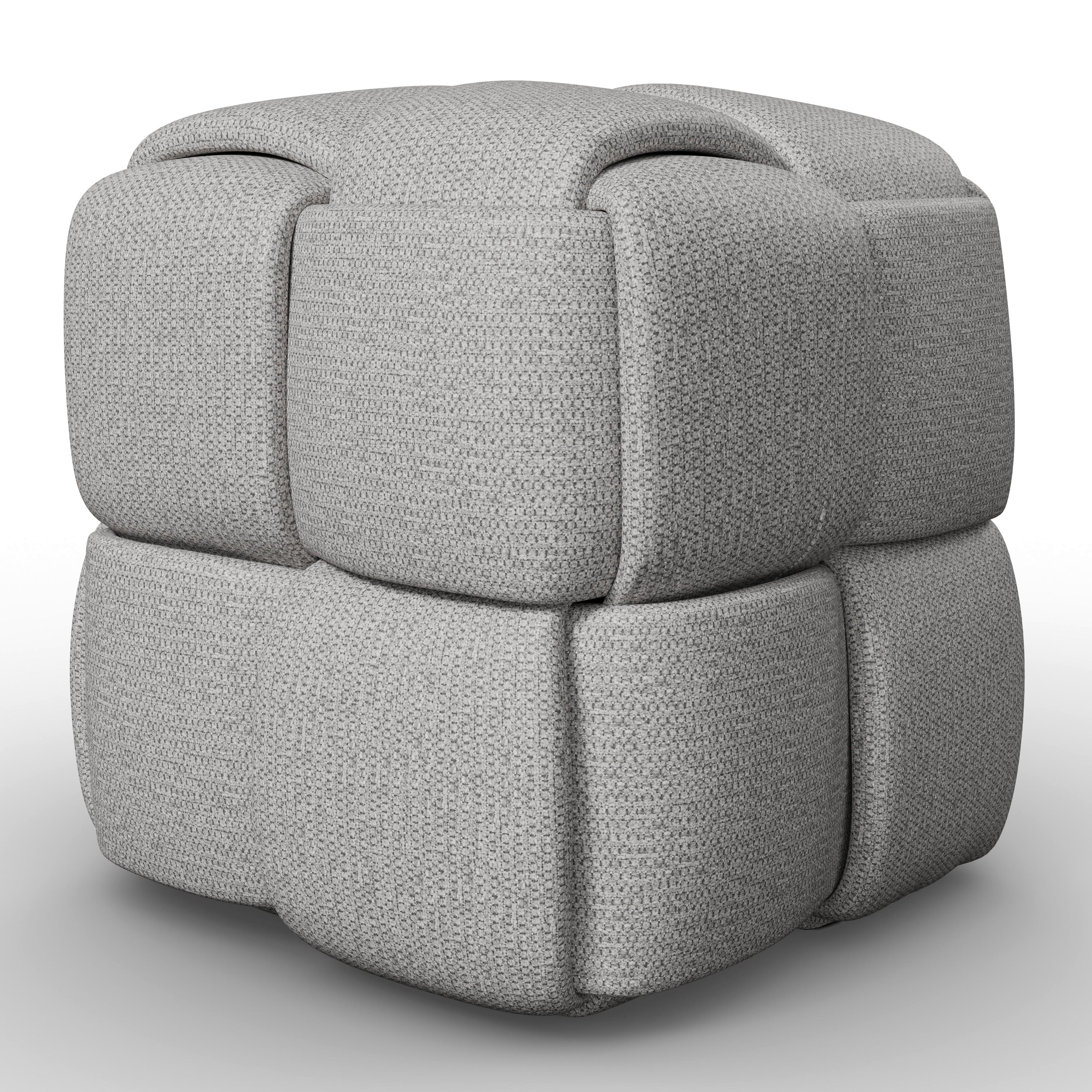 Hocker Ella Grau Bouclé - Schwarz/Grau, MODERN, Holz/Kunststoff (45/45/45cm) - Bessagi Home