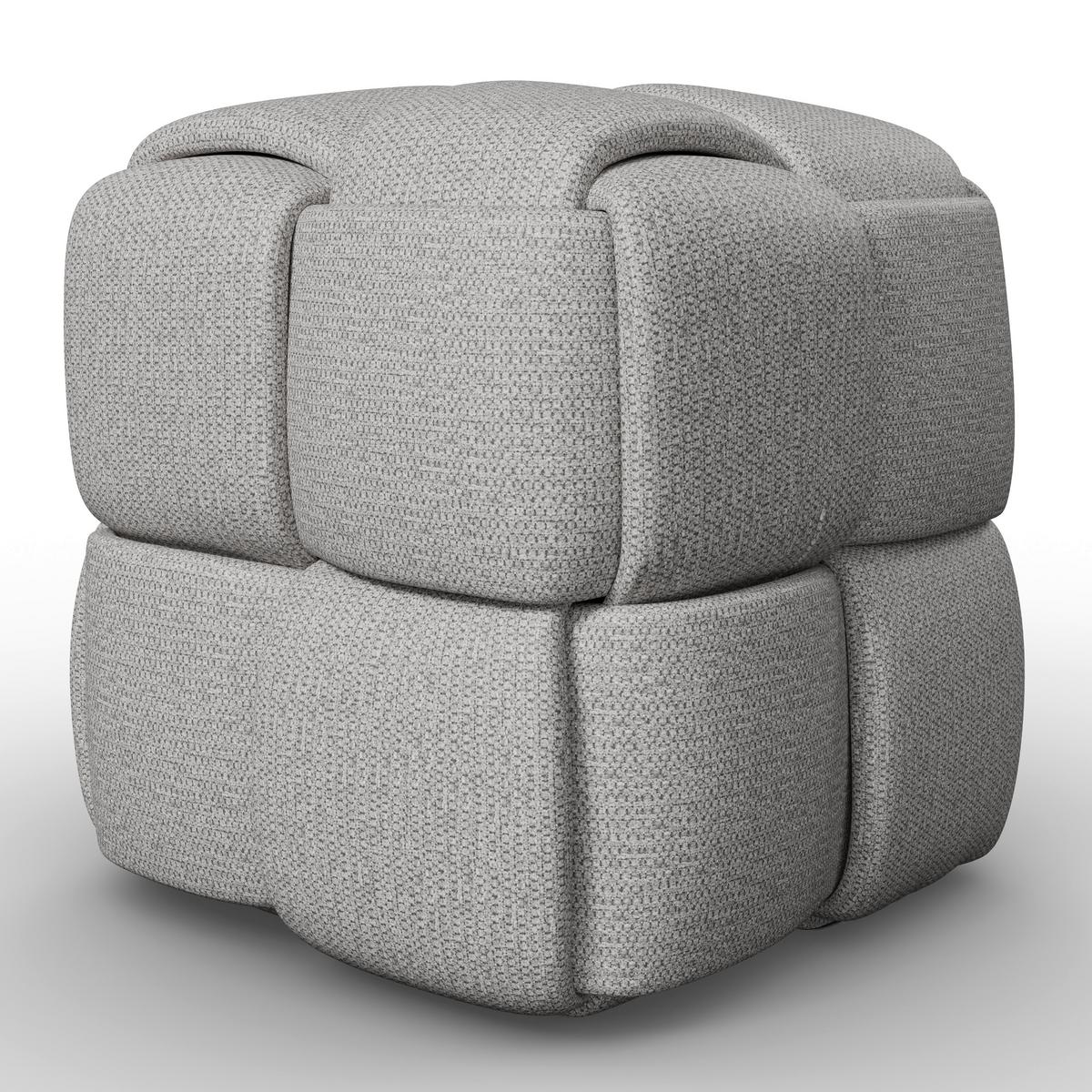 Hocker Ella Grau Bouclé - Schwarz/Grau, MODERN, Holz/Kunststoff (45/45/45cm) - Bessagi Home