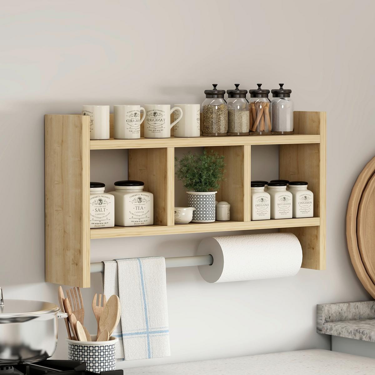 KÜCHENREGAL ASYA R001 WANDREGAL - Eichefarben, Design, Holzwerkstoff (64/35/15cm) - Livetastic