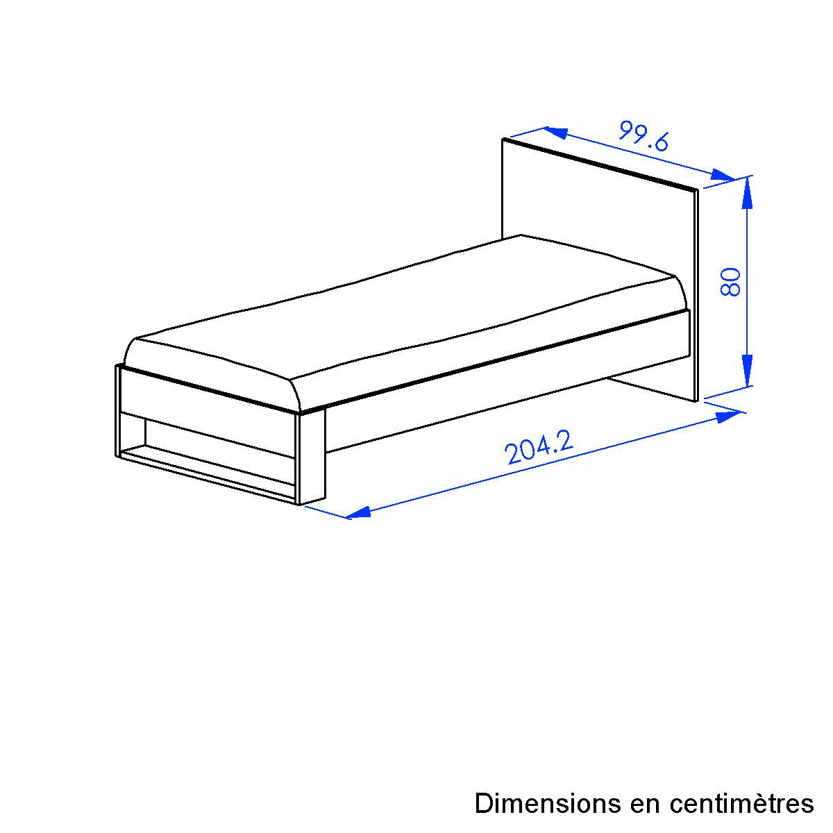 Postelja Nael, Barva Hrasta, Črna, 90x200 - črna/barve hrasta, Basics, leseni material (90/200cm)
