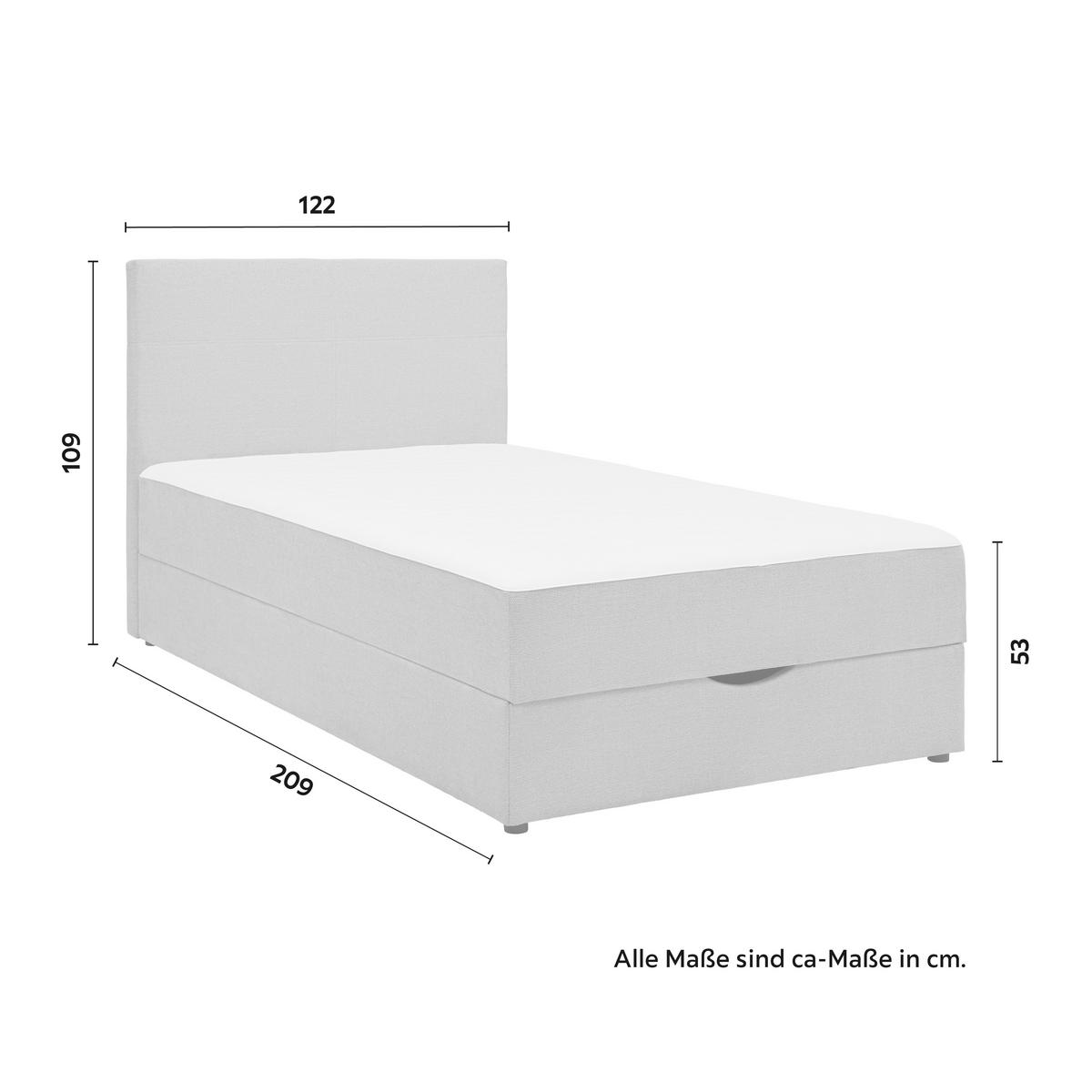 Boxbett Ace ca. 120x200 cm Beige intgr. Topper - Beige/Schwarz, MODERN, Holz/Kunststoff (120/200cm) - Bessagi Home