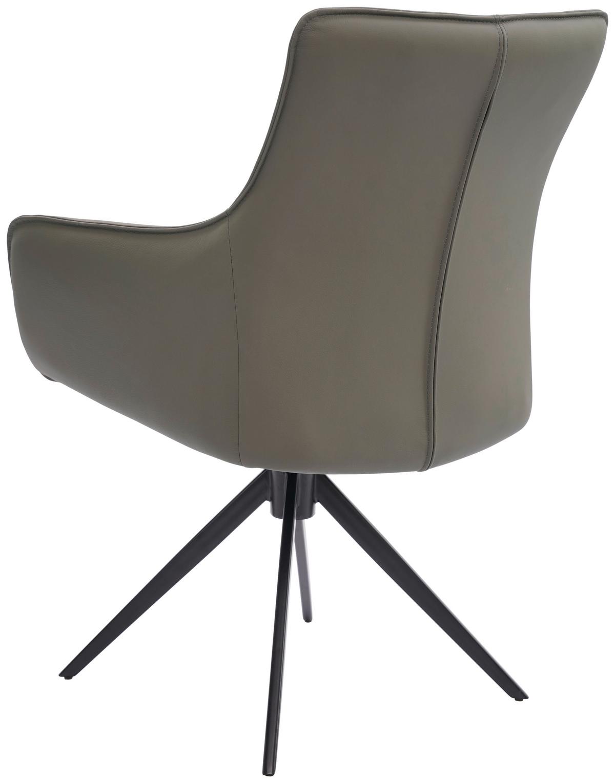 KRZESŁO Z PODŁOKIETNIKAMI YUKI - czarny/szary, Design, skóra/metal (64/87/60cm) - Novel