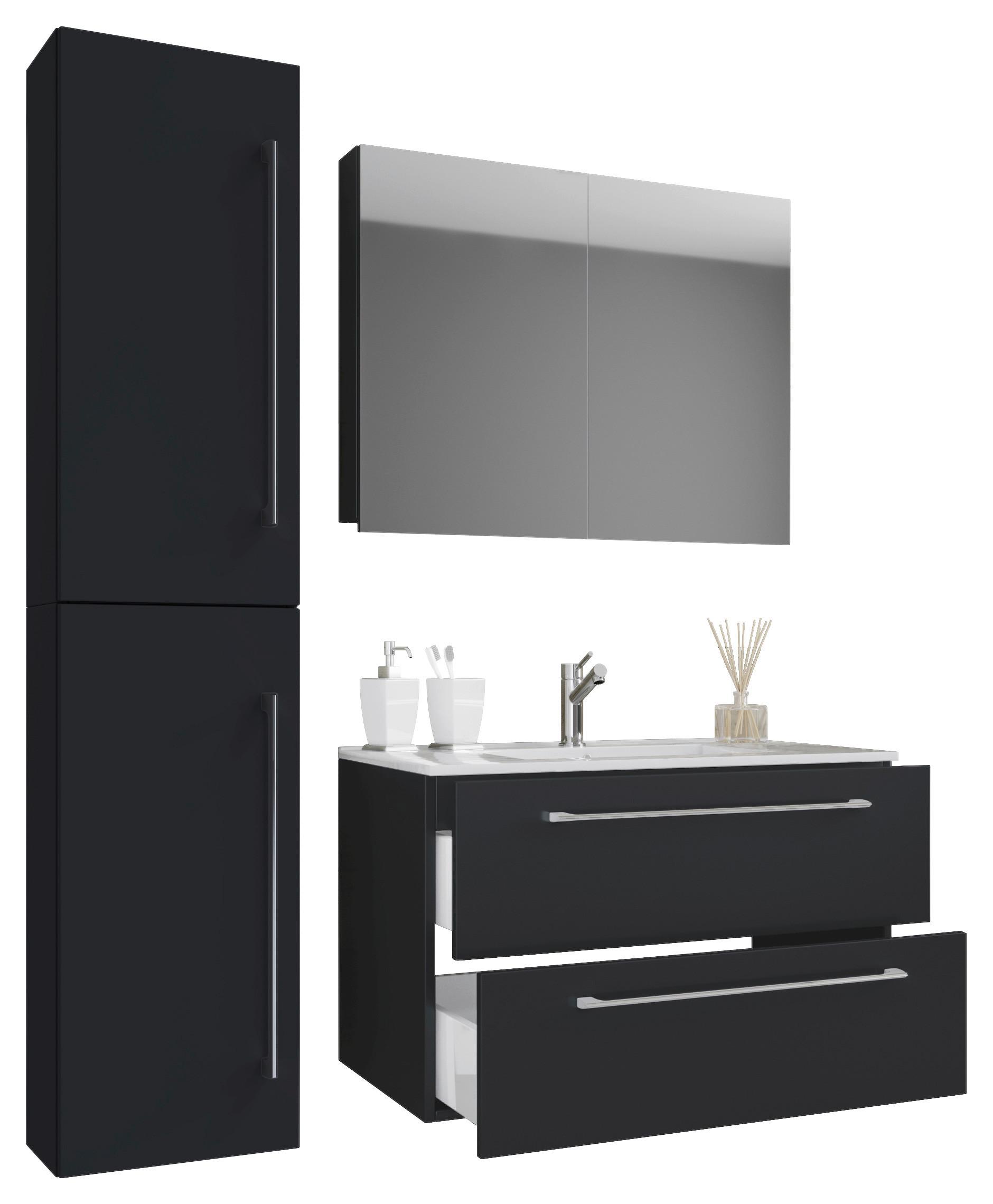 Kopalnica Badinos, Črna - črna/bela, Moderno, kovina/leseni material (113cm) - MID.YOU