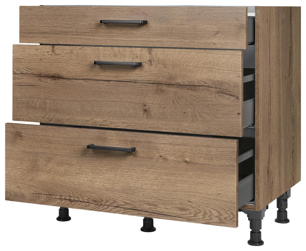 Kochfeldumbauschrank Structura Eiche dunkel - Eiche dunkel/Schwarz, MODERN, Holzwerkstoff/Metall (90/87/56cm) - Nobilia