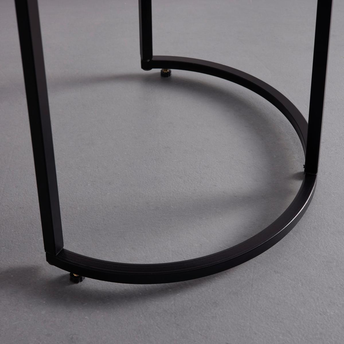 Kisasztalszett Amira - akáciaszínű/fekete, Modern, fa/fém (33-40/40-50cm) - Mömax