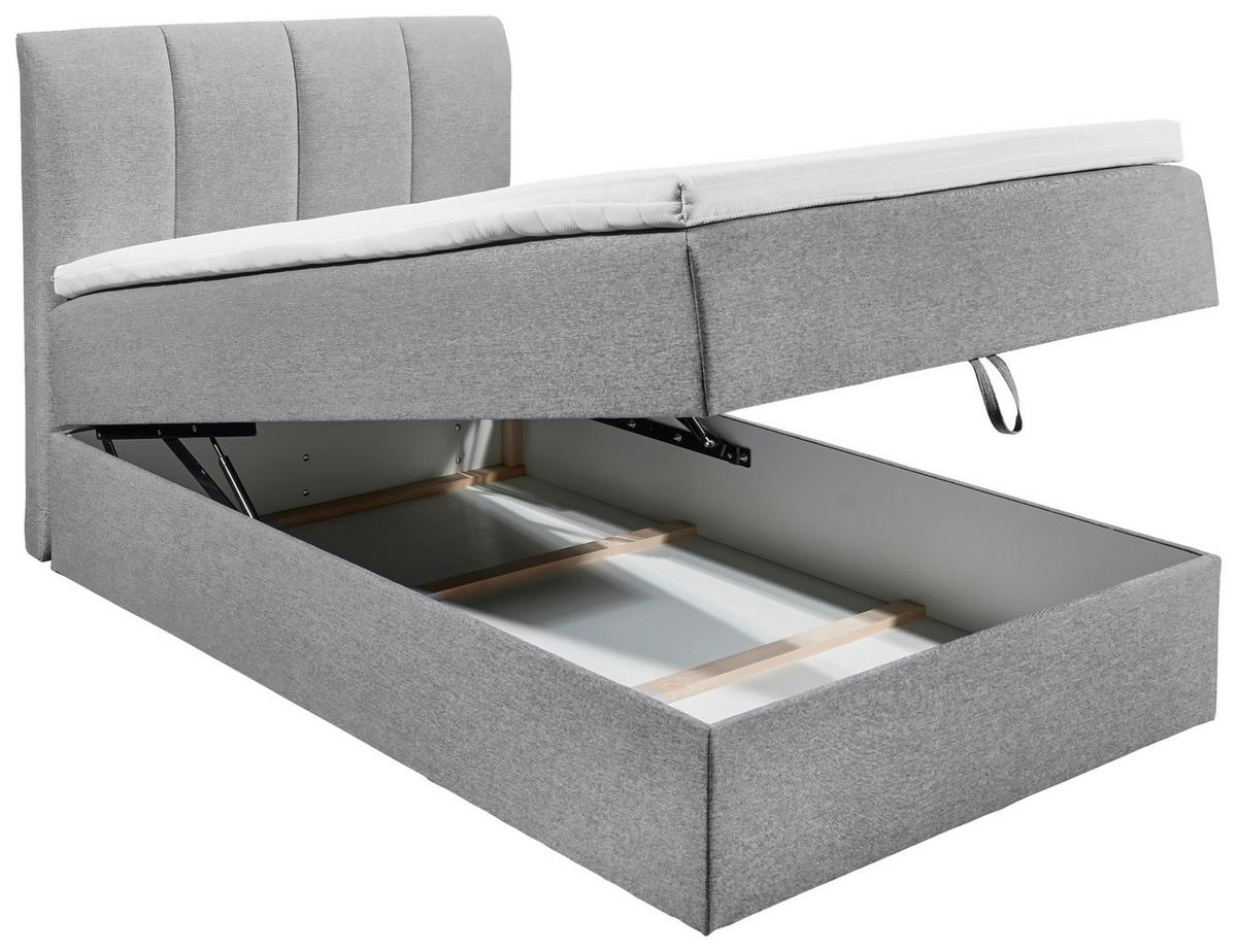 Boxspringbett Granada ca. 120x200 cm Grau - Schwarz/Grau, Basics, Kunststoff/Textil (120/200cm) - MID.YOU