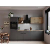 Küchenblock Oliver m. Geräten Grau - Eiche Artisan/Grau, Trend, Holzwerkstoff/Metall (280cm) - Respekta