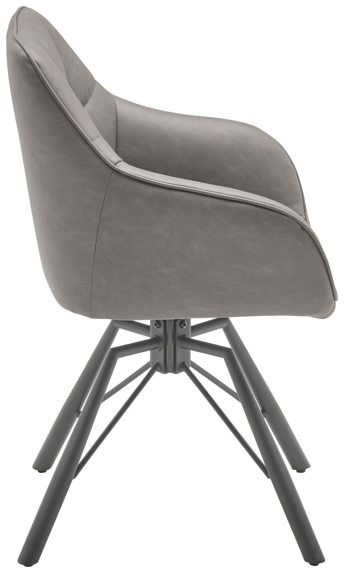 KRZESŁO Z PODŁOKIETNIKAMI ELLA - czarny/szary, Lifestyle, metal/tkanina (58.5/82.5/54.5cm) - MID.YOU