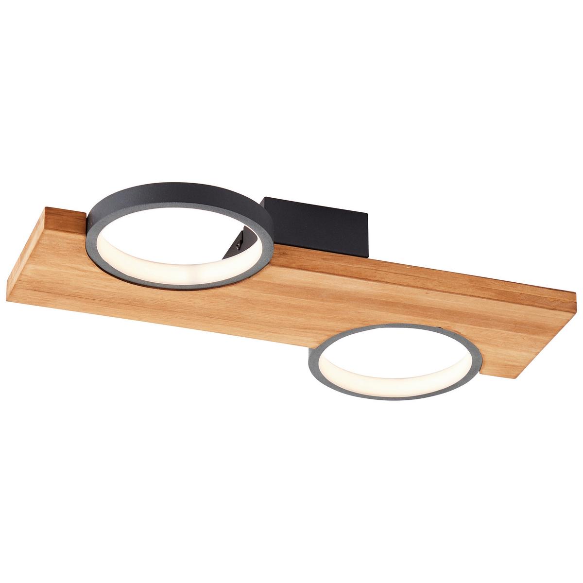 LED-Deckenleuchte Cheesy Schwarz/Hellbraun max. 14 Watt - Hellbraun/Schwarz, Natur, Holz/Metall (5,2/40/25cm) - Brilliant