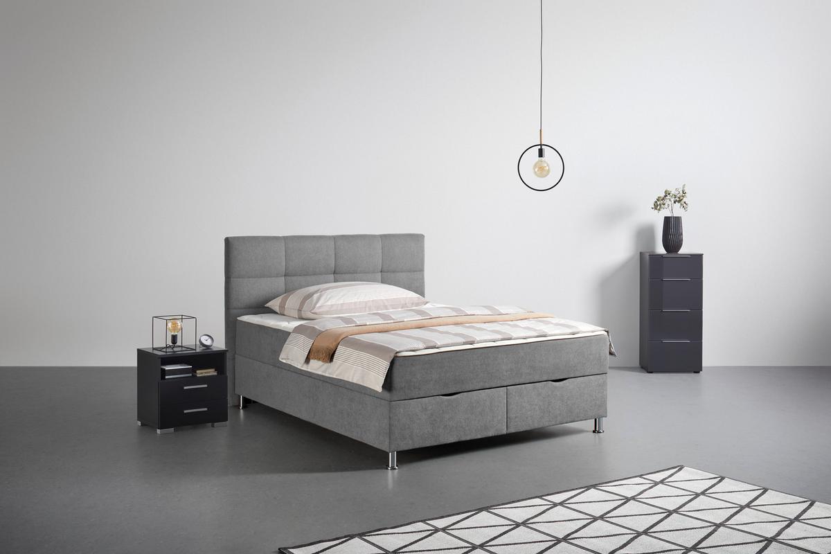 Box Krevet Oviedo - siva, Konvencionalno, tekstil/metal (180/200cm) - Based