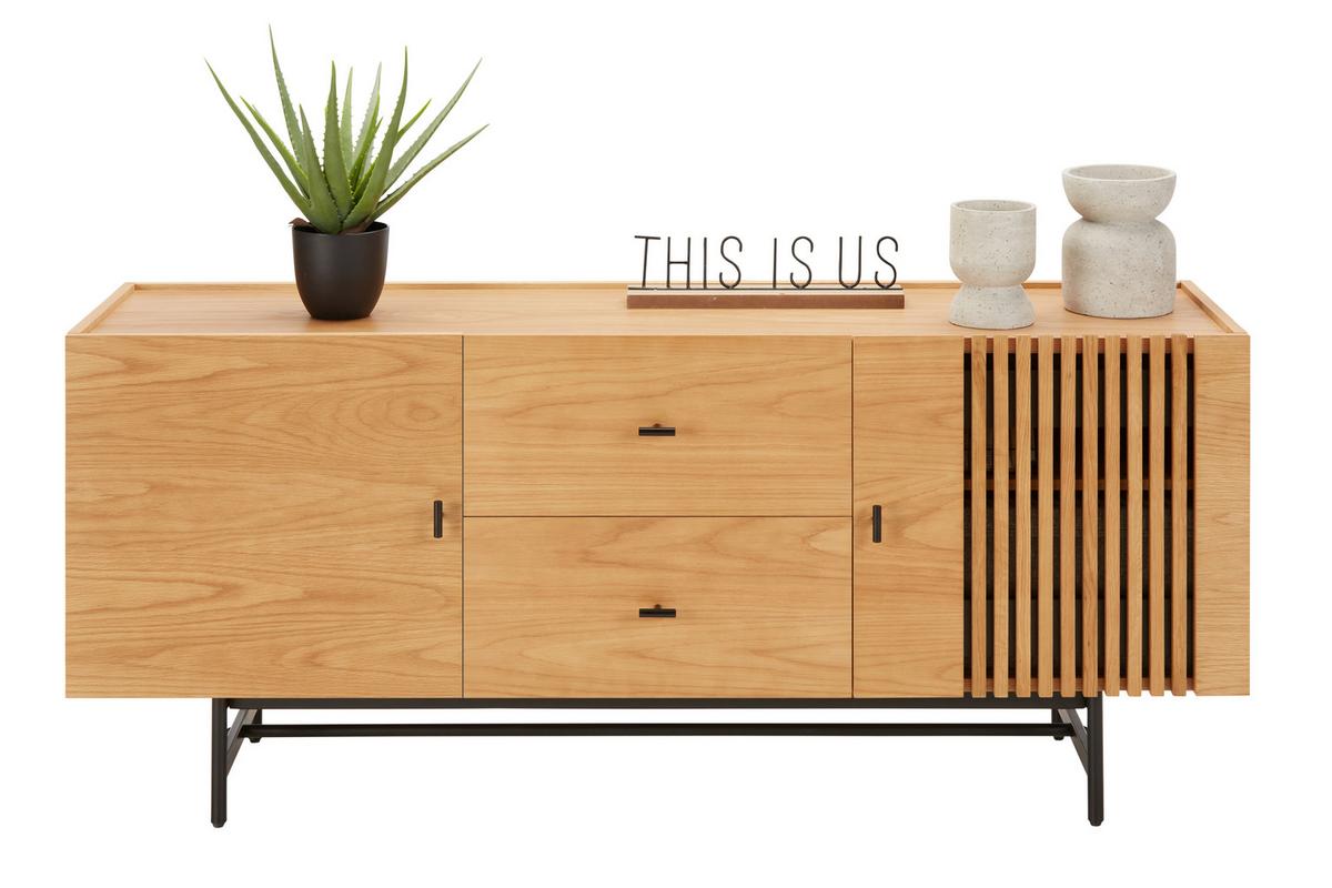 Sideboard in Natur/Schwarz - Schwarz/Naturfarben, Modern, Holz/Holzwerkstoff (160/70/42cm) - Mömax