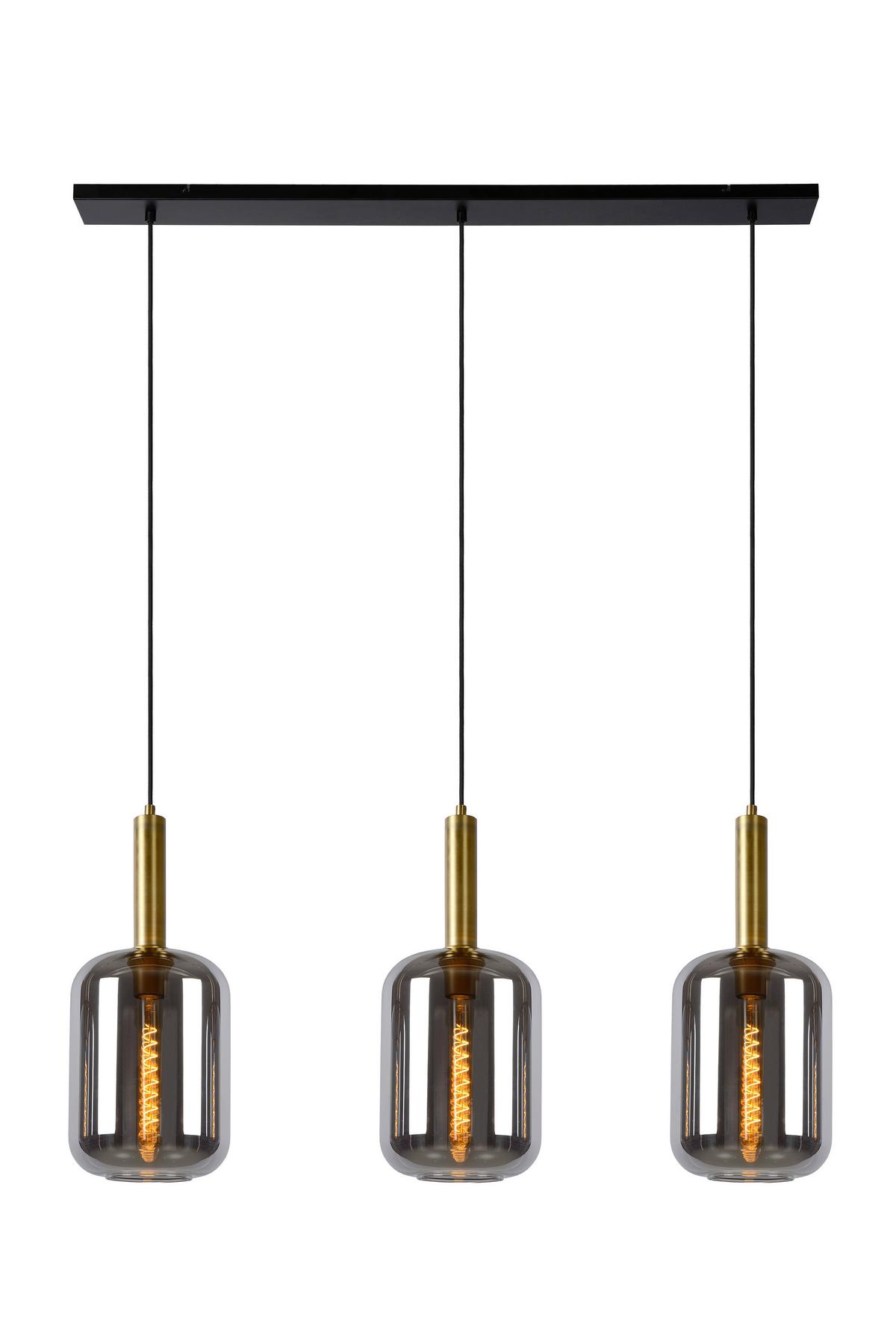 LAMPA WISZĄCA 45494/03/65 JOANET - jasnoszary, Design, szkło (110/22/150cm) - Lucide