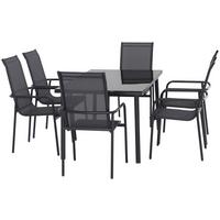 Vrtna Garnitura Torino, Siva, 7-Delno - siva, Moderno, kovina/steklo (150/74/90cm) - Beldano