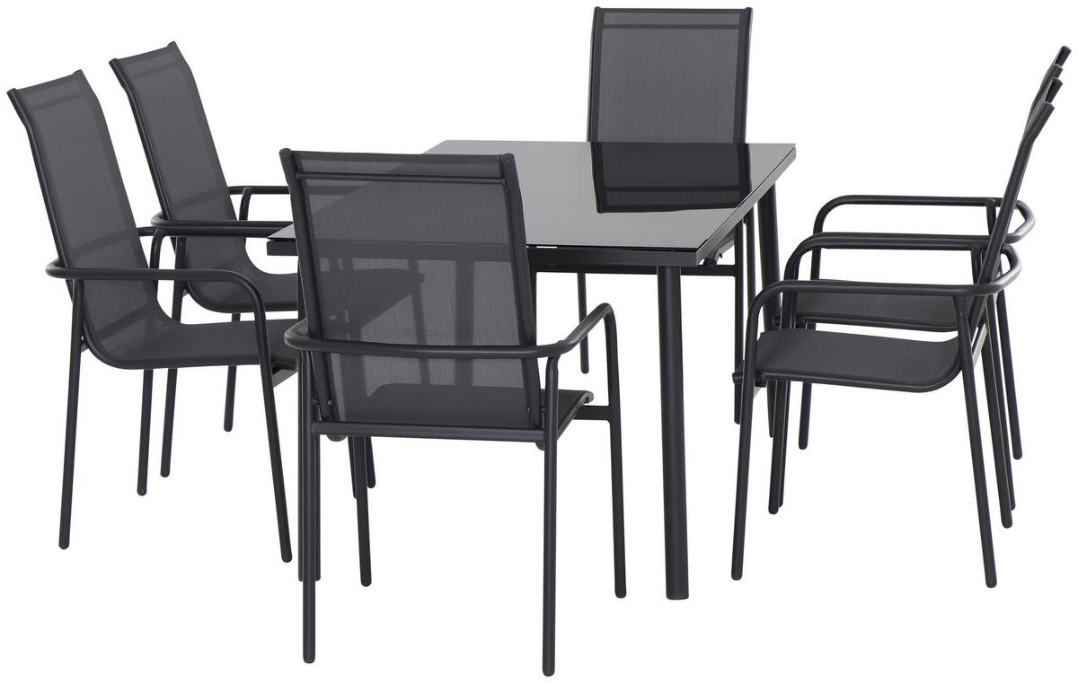 Vrtna Garnitura Torino, Siva, 7-Delno - siva, Moderno, kovina/steklo (150/74/90cm) - Beldano