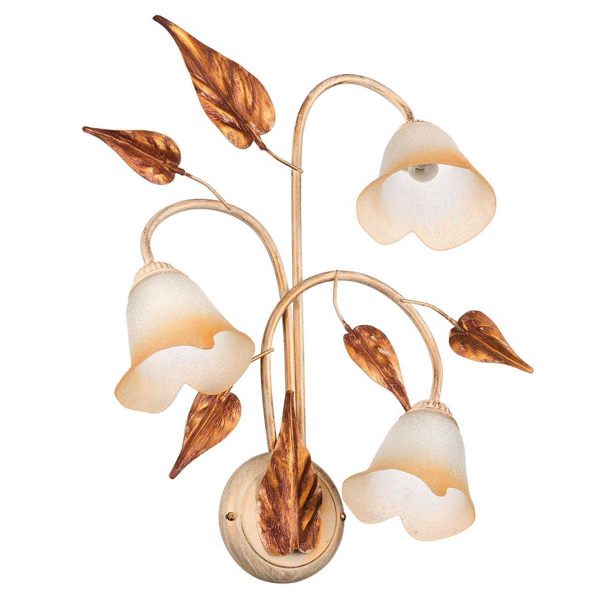 Wandleuchte Vanda Weiß/Beige max. 6 Watt - Beige/Weiß, ROMANTIK / LANDHAUS, Glas/Metall (40/40/58cm)