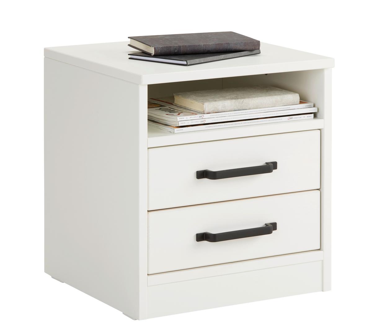 Nachtkästchen in Weiß - Schwarz/Weiß, ROMANTIK / LANDHAUS, Holz/Holzwerkstoff (41/46/41cm) - Mömax