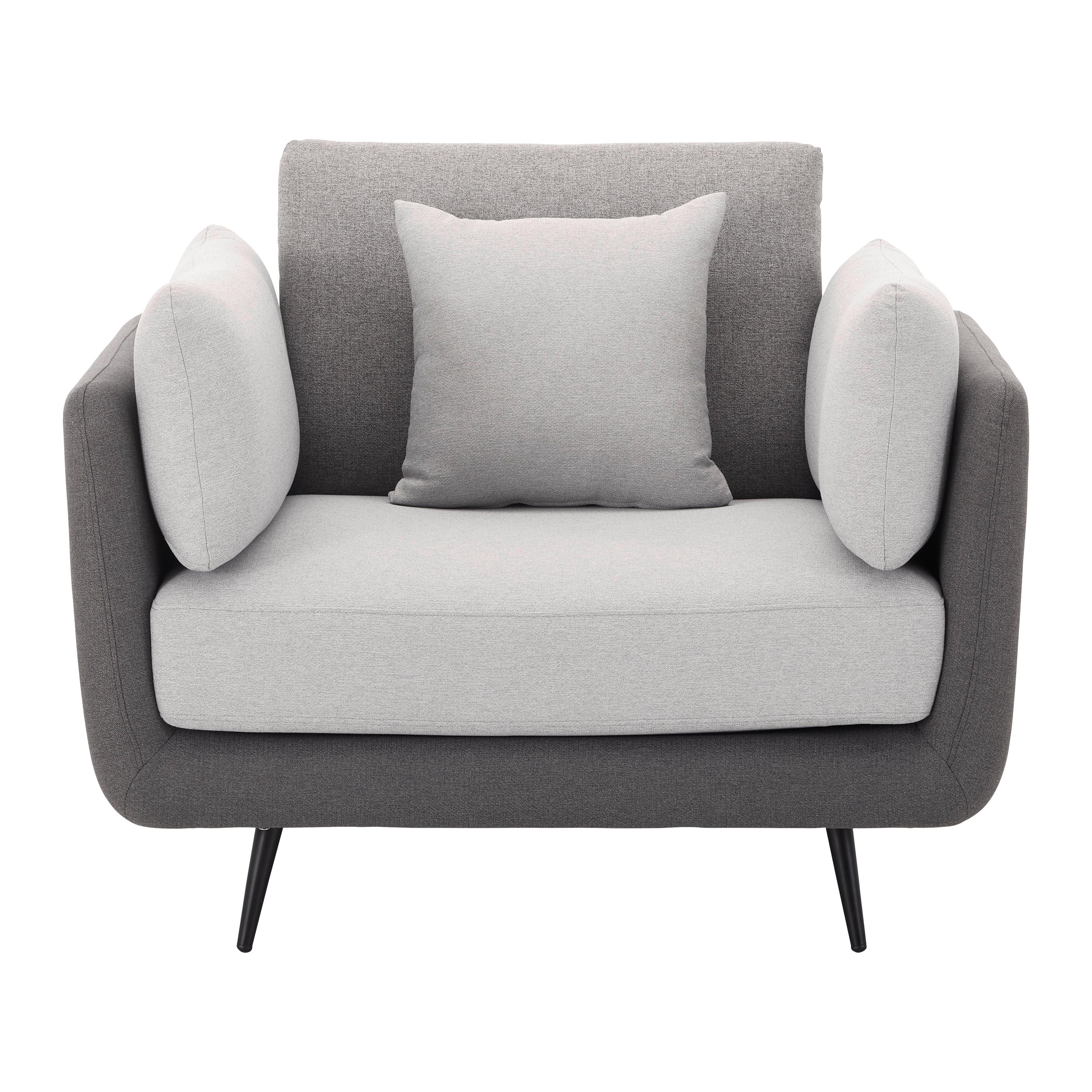 Naslanjač Chesterfield Genesis, Siv - siva/črna, Moderno, kovina/tekstil (112/65/91cm) - Bessagi Home