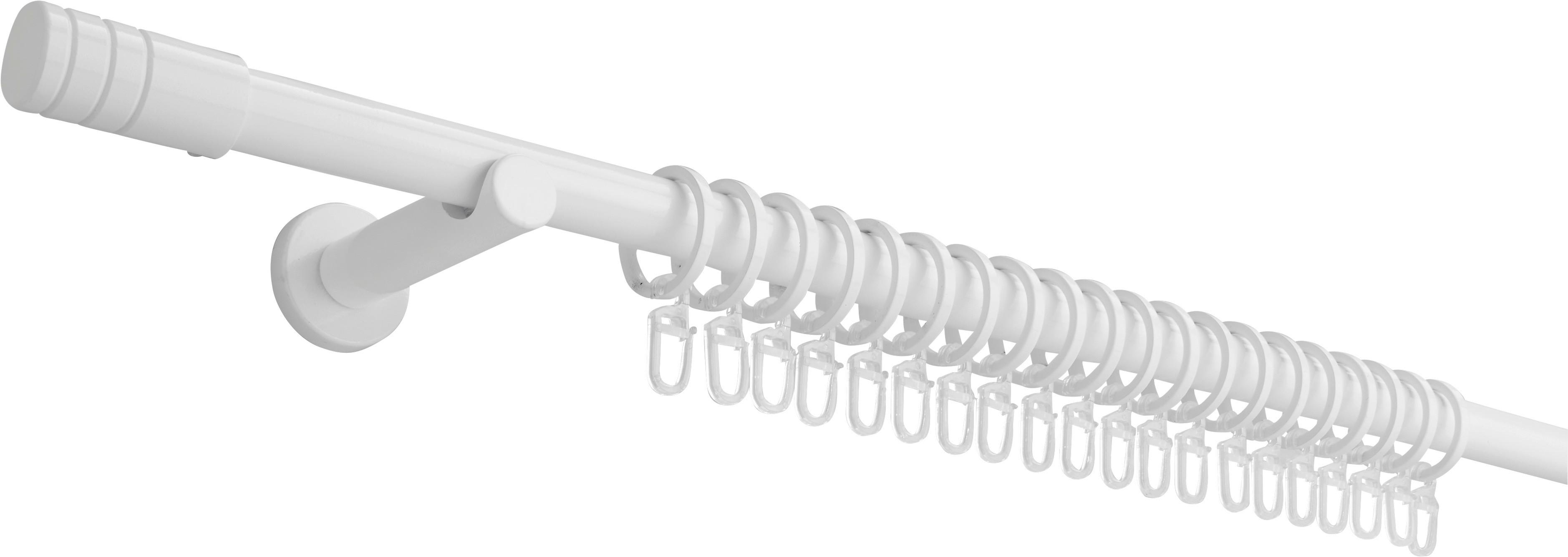 Vorhangstangenset Rillcube ca. 120-210cm - Weiss, Metall (120-210cm) - Premium Living