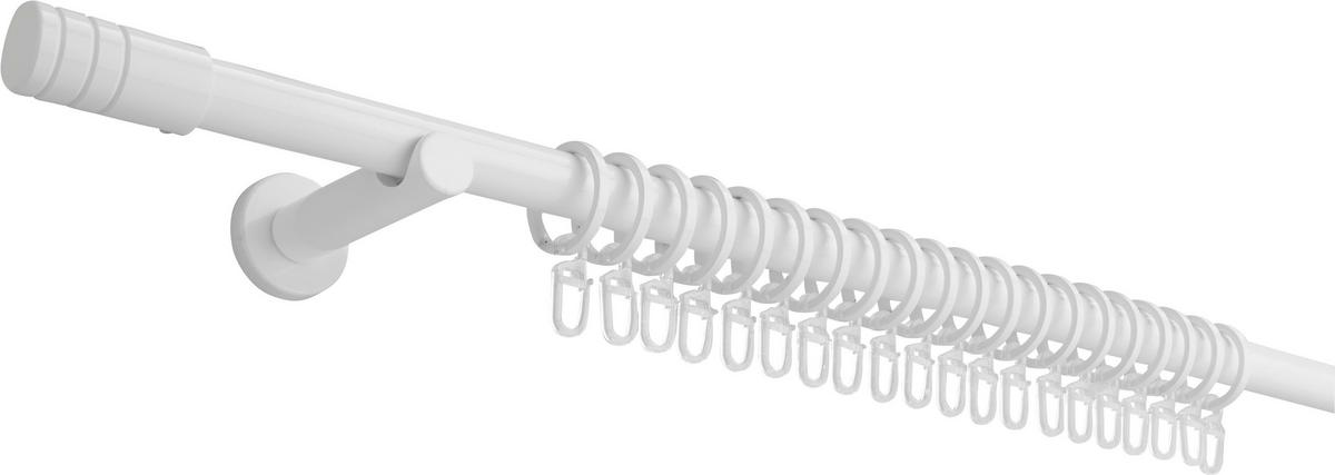 Vorhangstangenset Rillcube ca. 160-280cm - Weiß, Metall (160-280cm) - Premium Living