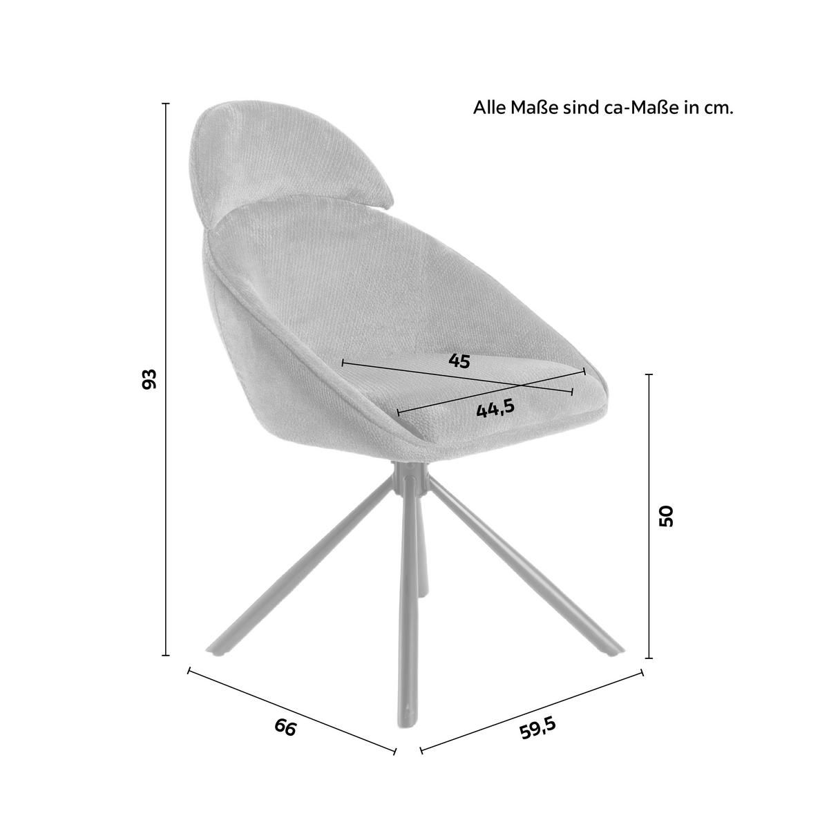 Armlehnstuhl Maira Dunkelgrau Webstoff Drehbar Gepolstert - Dunkelgrau/Schwarz, MODERN, Textil/Metall (59,5/93/66cm) - Bessagi Home