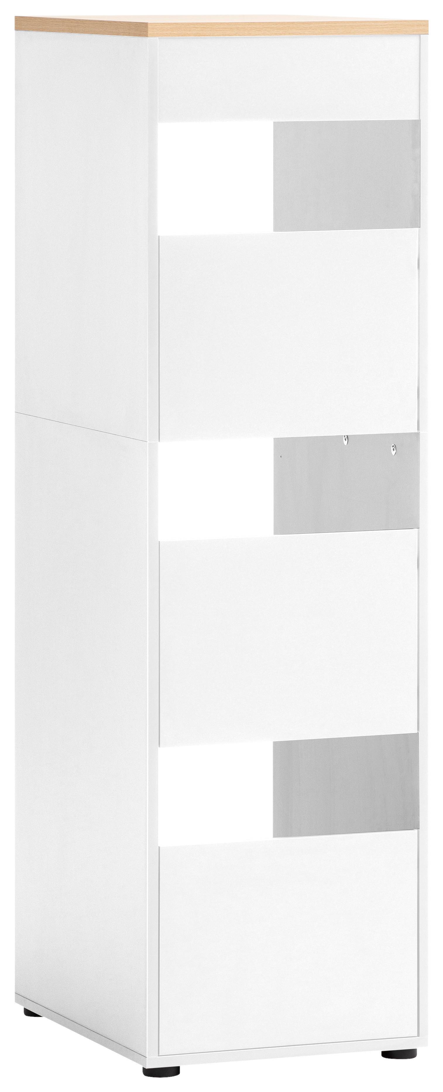 Mehrzweckschrank Solea Weiß/Eiche - Eichefarben/Schwarz, MODERN, Holzwerkstoff/Kunststoff (45,10/154,7/60cm) - MID.YOU