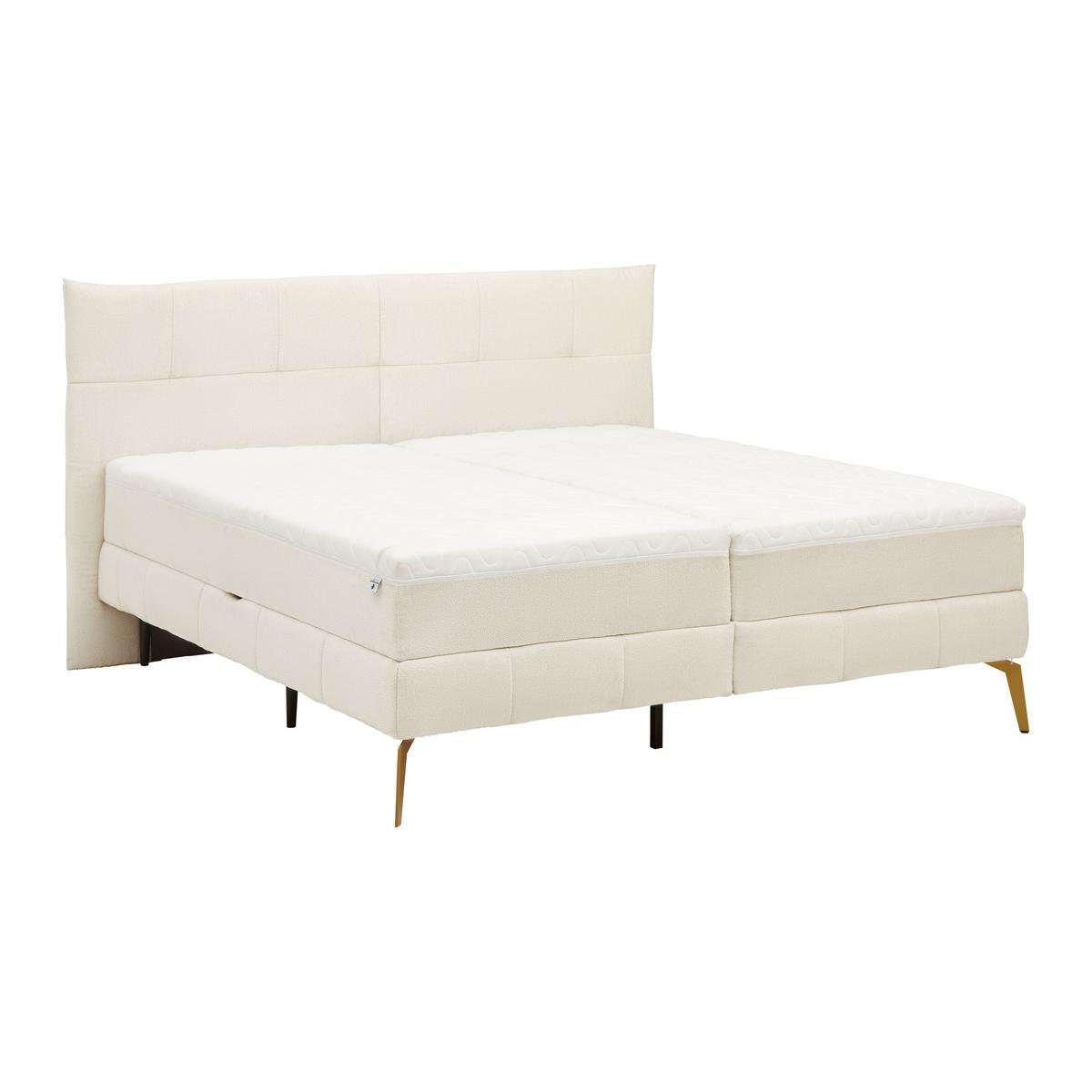 Boxbett Jolin in Creme ca. 180x200cm - Goldfarben/Creme, Holz/Holzwerkstoff (180/200cm) - Premium Living