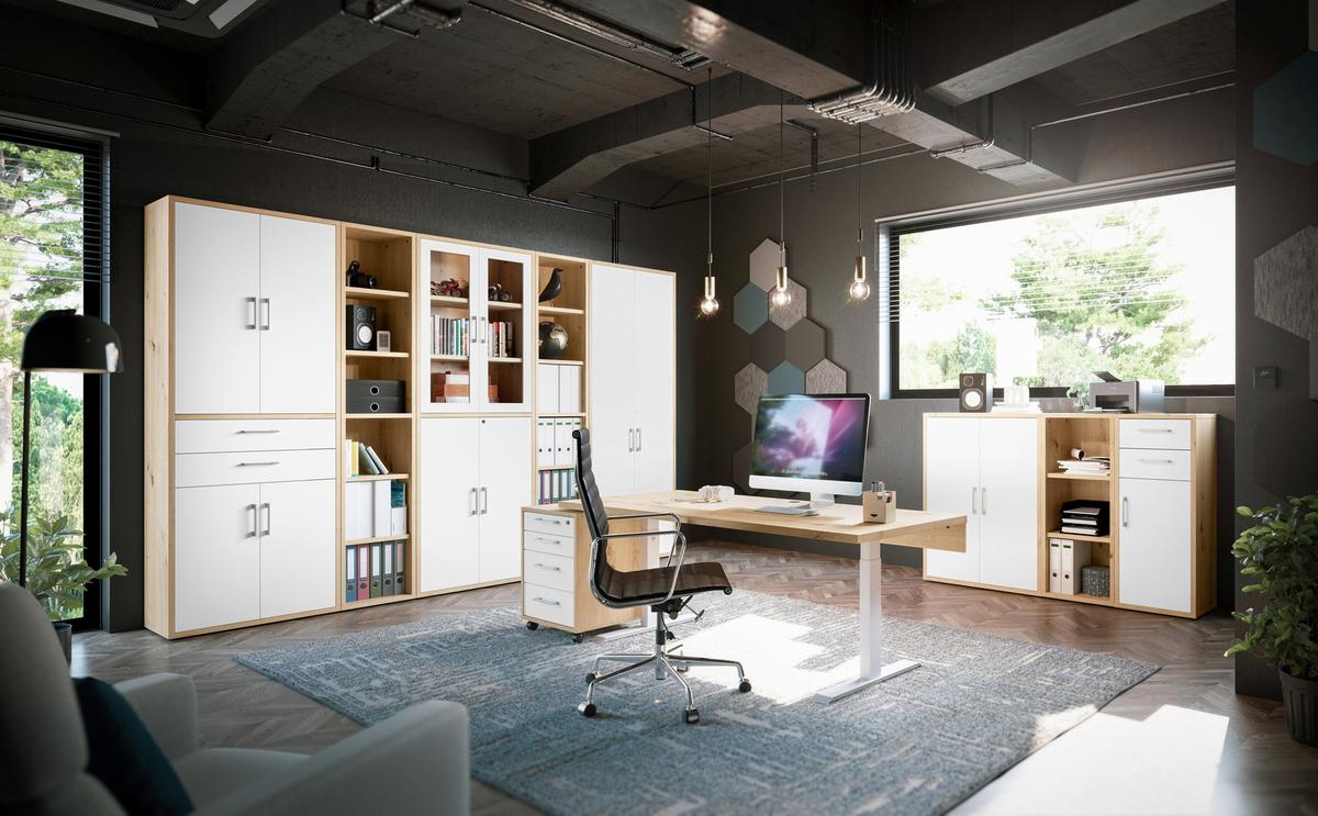 Türenset Big Profi Office - Weiss/Alufarben, Modern, Holzwerkstoff/Metall (77/104/2cm) - Mömax