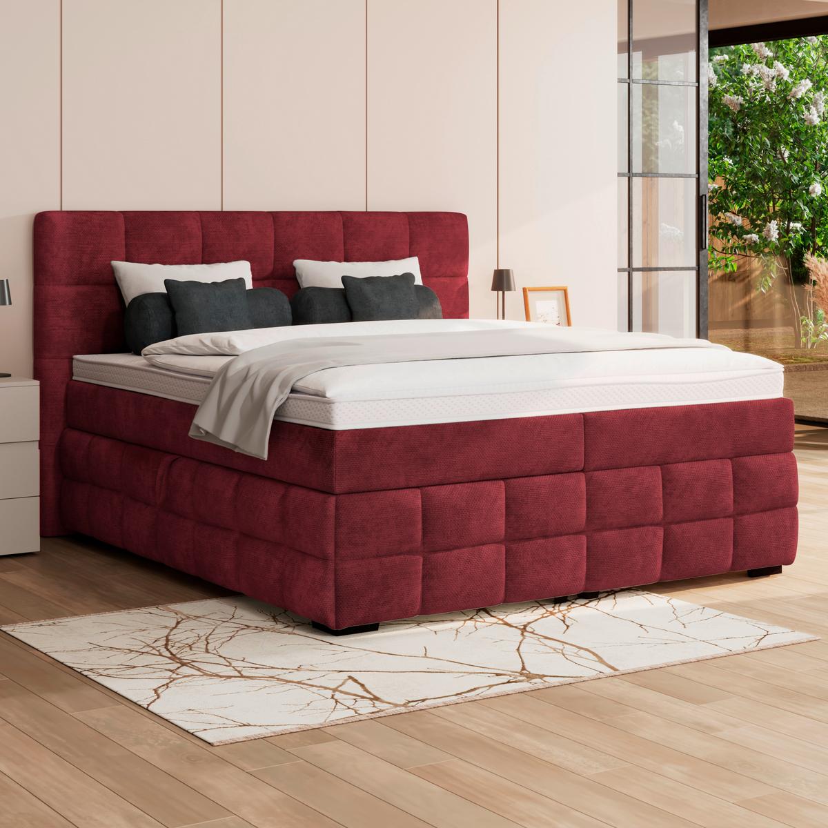 PAT BOX VEGA - verde/roșu burgund, Trend, lemn/textil (160/200cm) - Modern Living