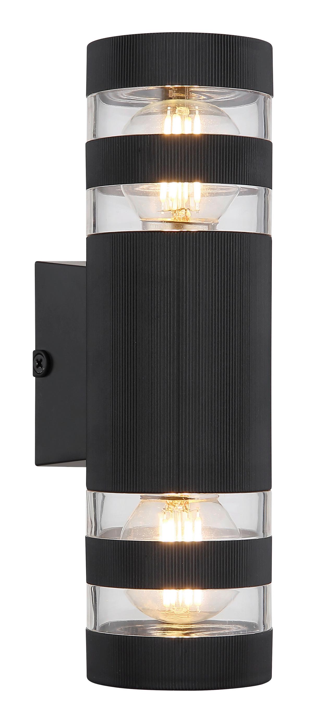 WANDLEUCHTE 78260S HAYES - Klar/Schwarz, Basics, Glas/Kunststoff (22/6,5/6,5cm) - Globo