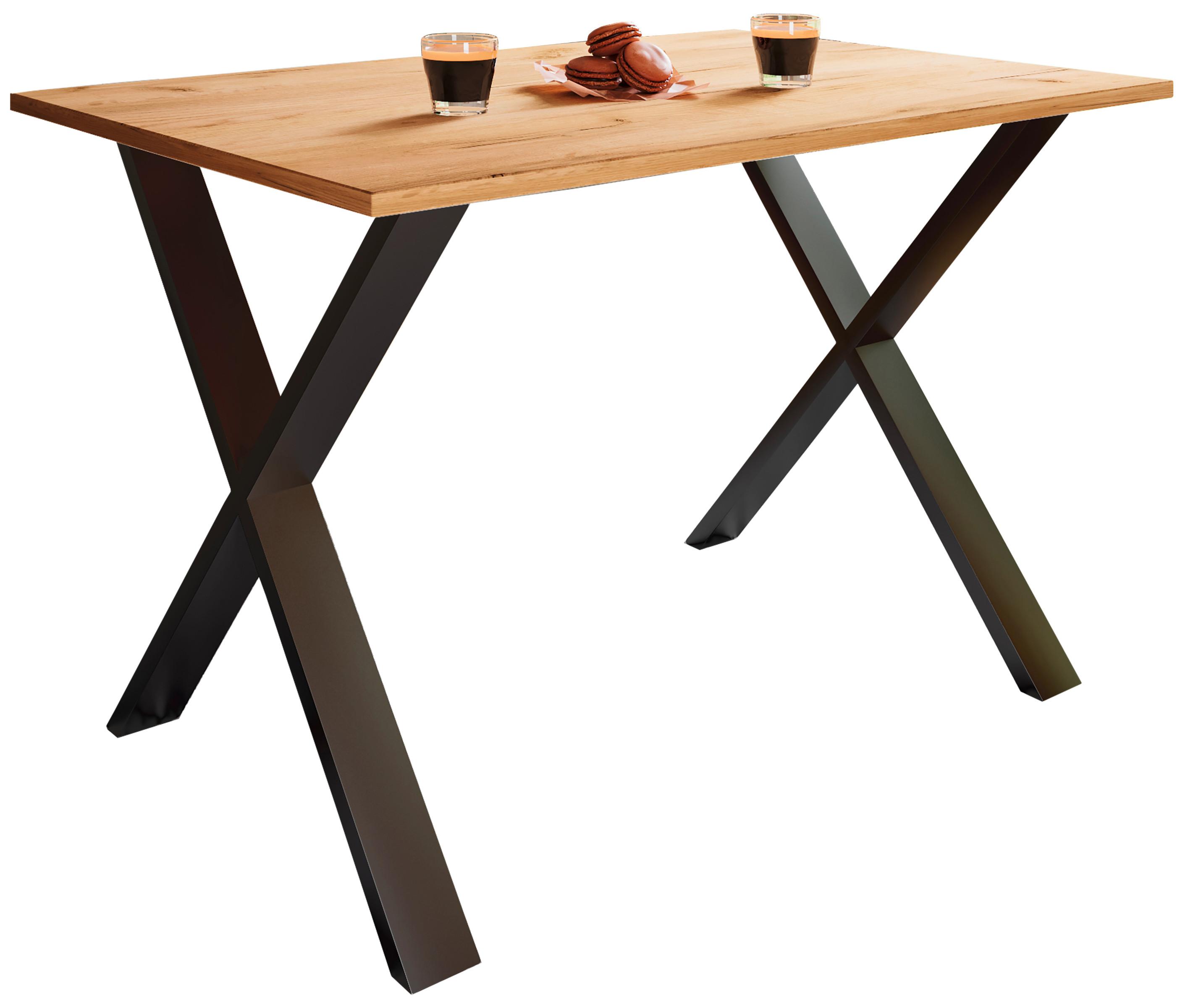 ESSTISCH XONA - Honigeiche/Silberfarben, Basics, Holzwerkstoff/Metall (140/50/76cm) - MID.YOU