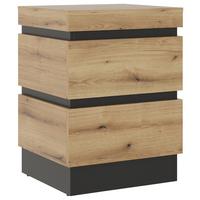 Noćni Ormarić Corte - boje hrasta/crna, Moderno, drvni materijal/plastika (50/68/45cm)