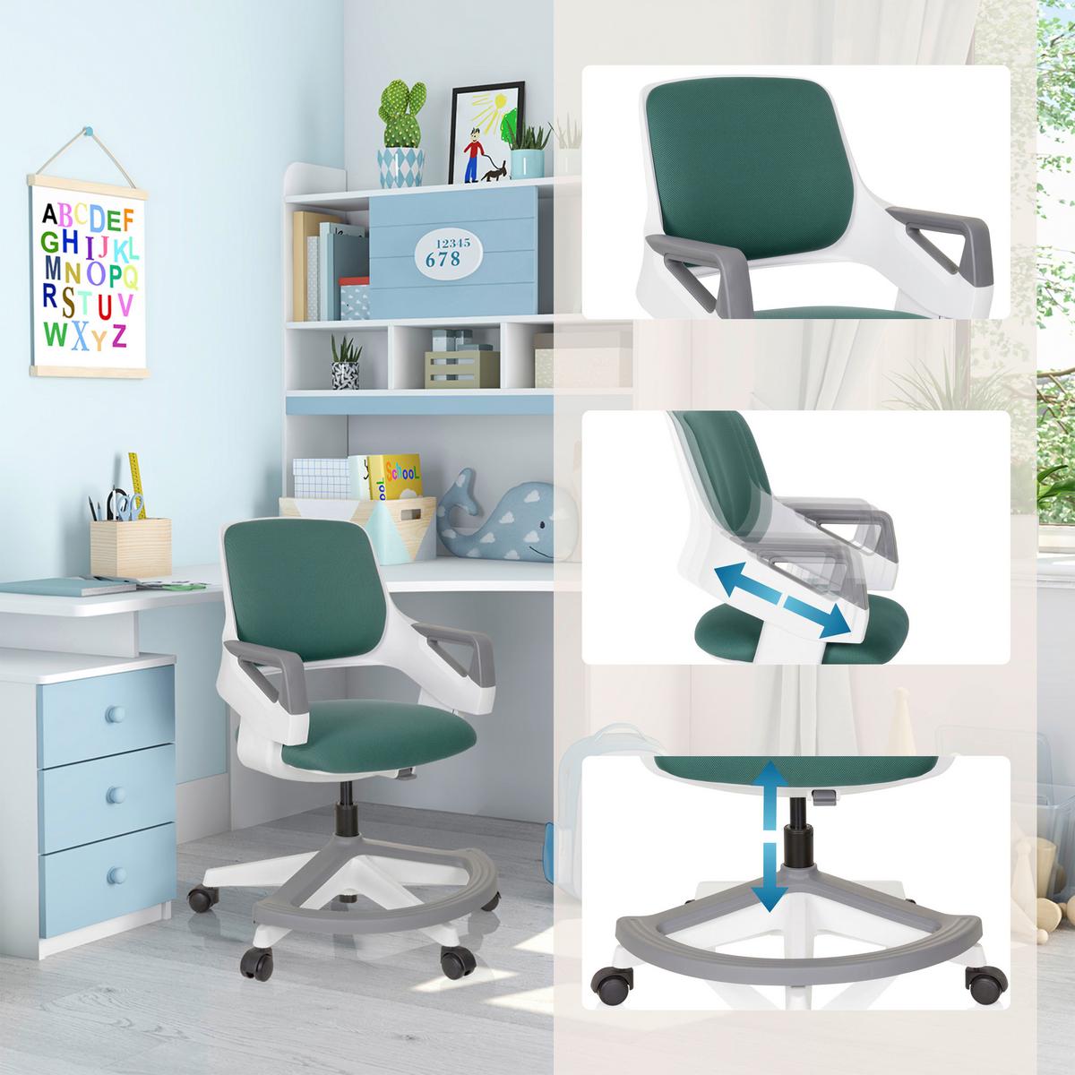 Otroški Vrtljivi Stol Kid Flex, Zelena - barve petroleja/bela, Moderno, umetna masa/tekstil (53/80 - 93/60cm) - MID.YOU