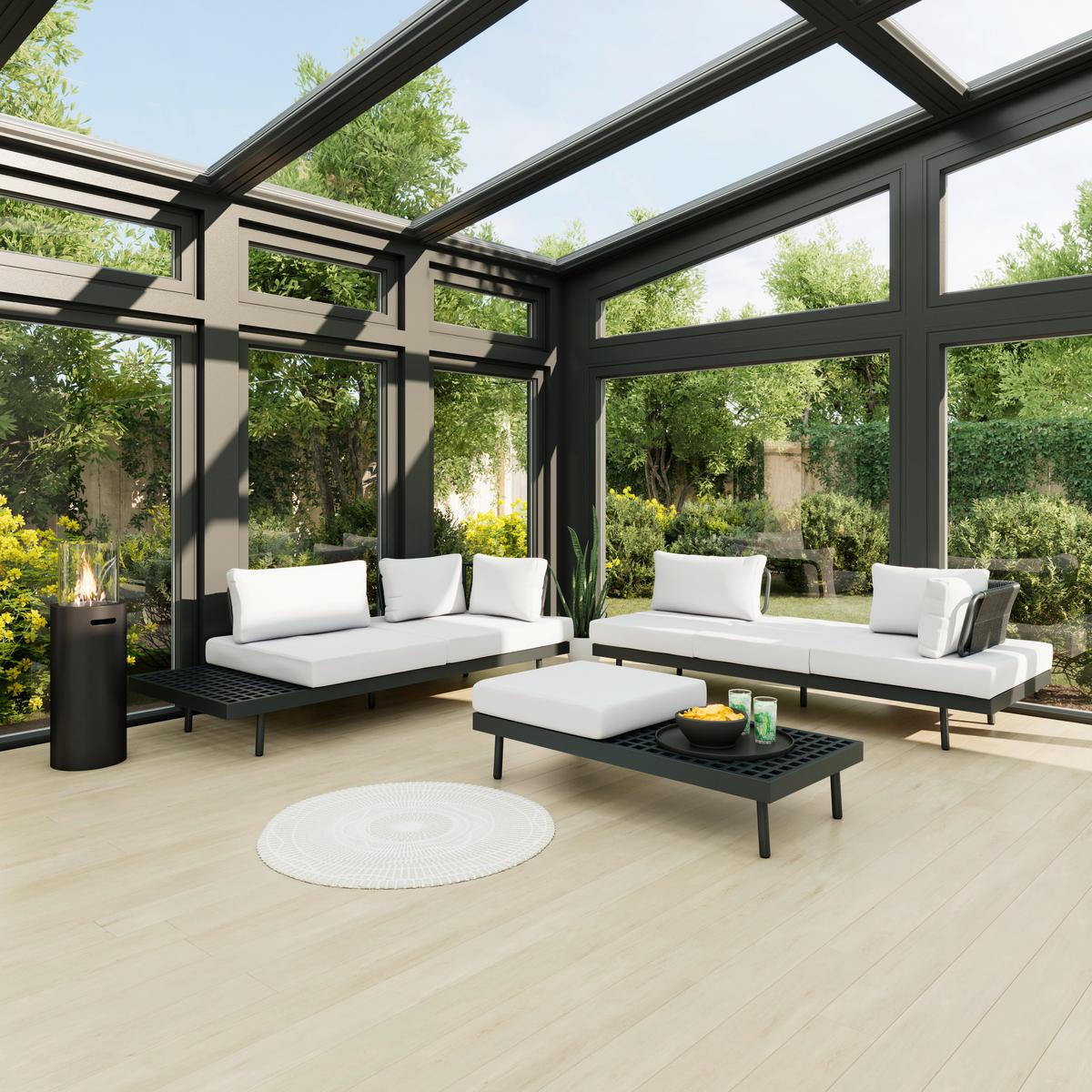 Lounge Garnitura Emma, Svetlo / Temno Siva, 4-Delno - temno siva, Moderno, kovina/les (220/79/87cm) - Bessagi Garden