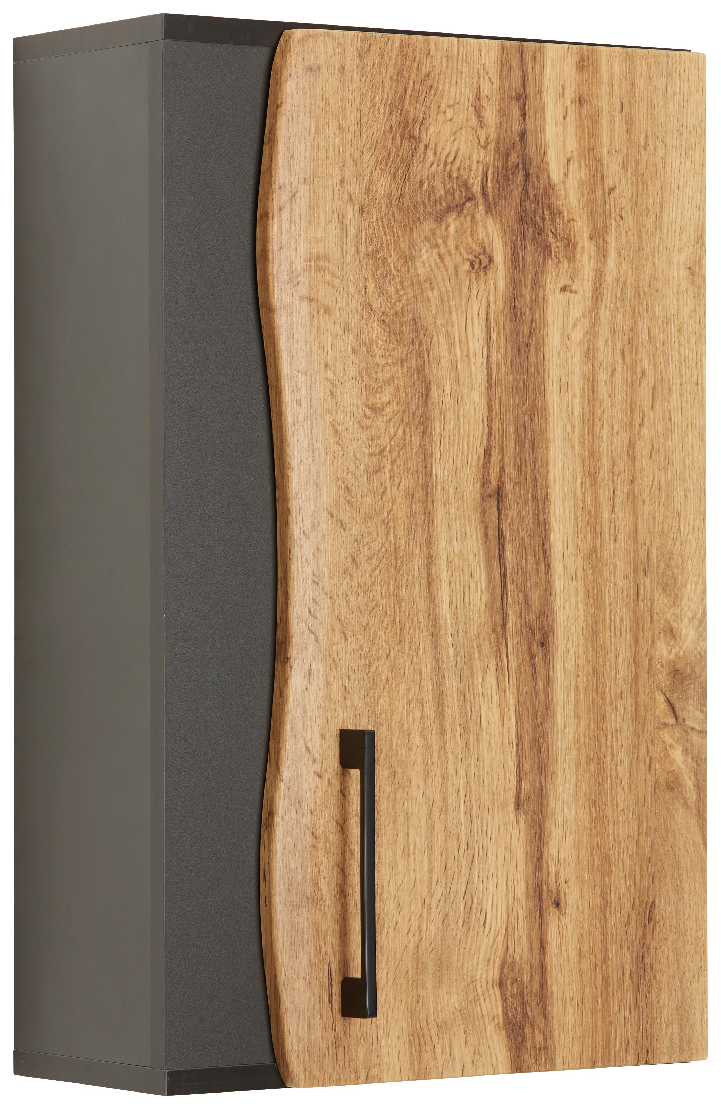 Oberschrank in Eichefarben/Grau - MODERN, Holzwerkstoff/Metall (40/65/20cm) - Premium Living