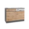 Spülenschrank Turin mit Spüle ca. 120x86 cm Graphit/Eiche - Eiche Wotan/Graphitfarben, Design, Holzwerkstoff (120/86/60cm) - Held