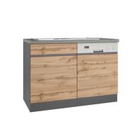 Spülenschrank Turin mit Spüle ca. 120x86 cm Graphit/Eiche - Eiche Wotan/Graphitfarben, Design, Holzwerkstoff (120/86/60cm) - Held