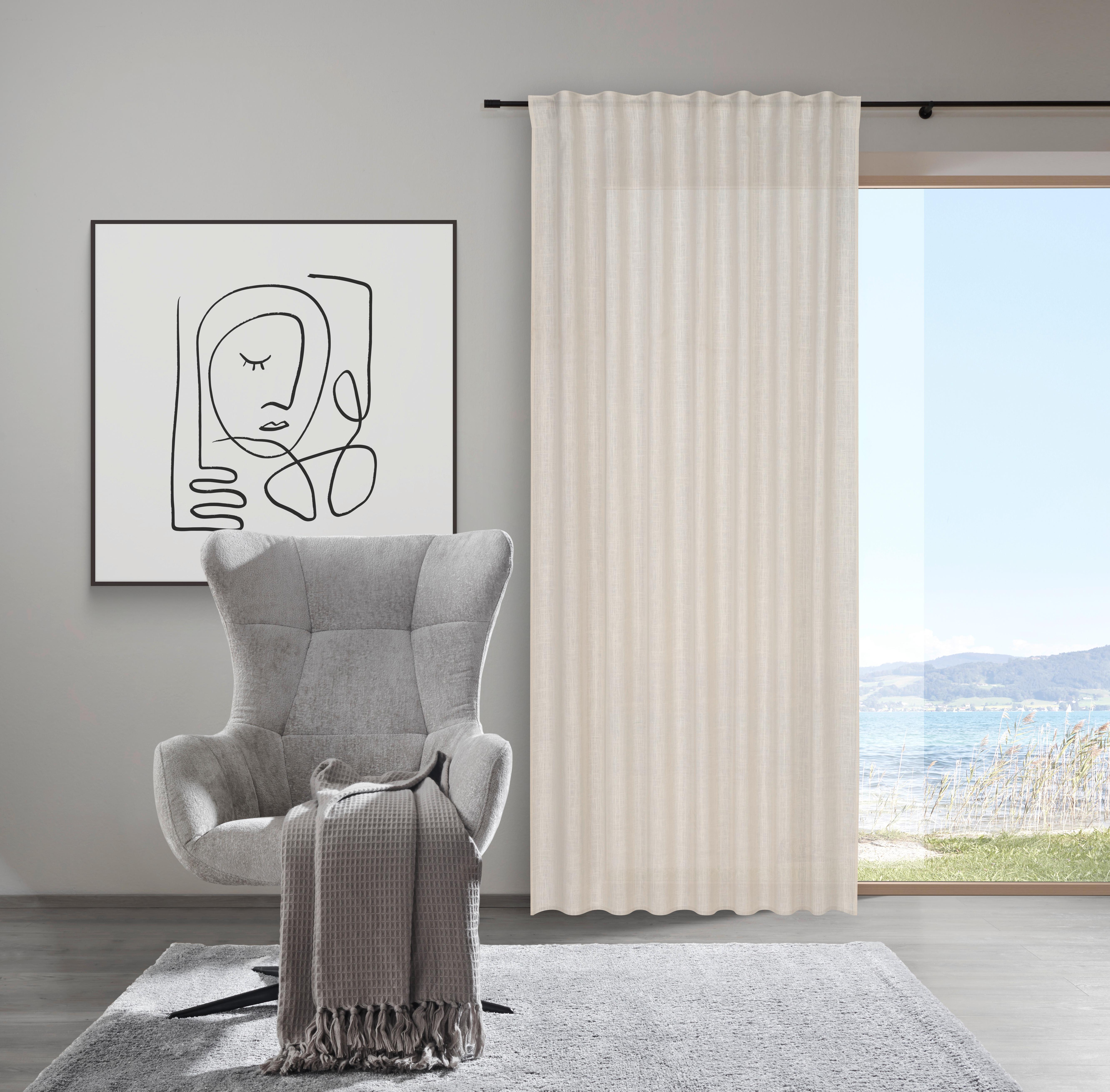 GARDINLÄNGD LINA - sandfärgad, textil (140/255cm) - Premium Living