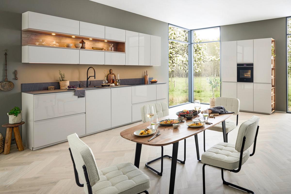 Einbauküche Alphalack Novalack in Sahara/Eichefarben - Eichefarben/Sahara, Modern, Holzwerkstoff (180/345cm) - Dieter Knoll