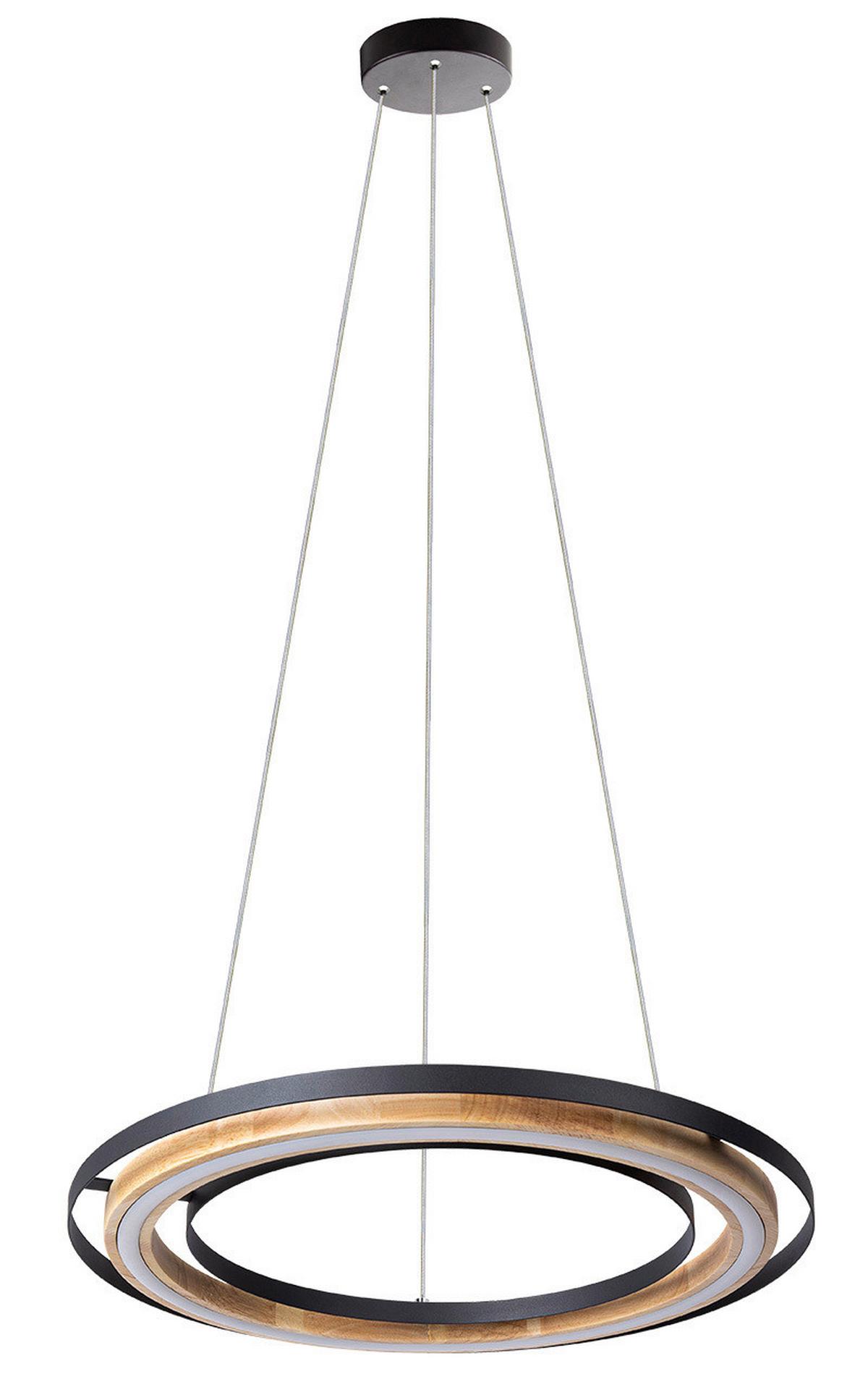 LED-HÄNGELEUCHTE 32375608X RILAS - Eichefarben/Schwarz, Design, Holz/Metall (56,5/150cm) - Globo