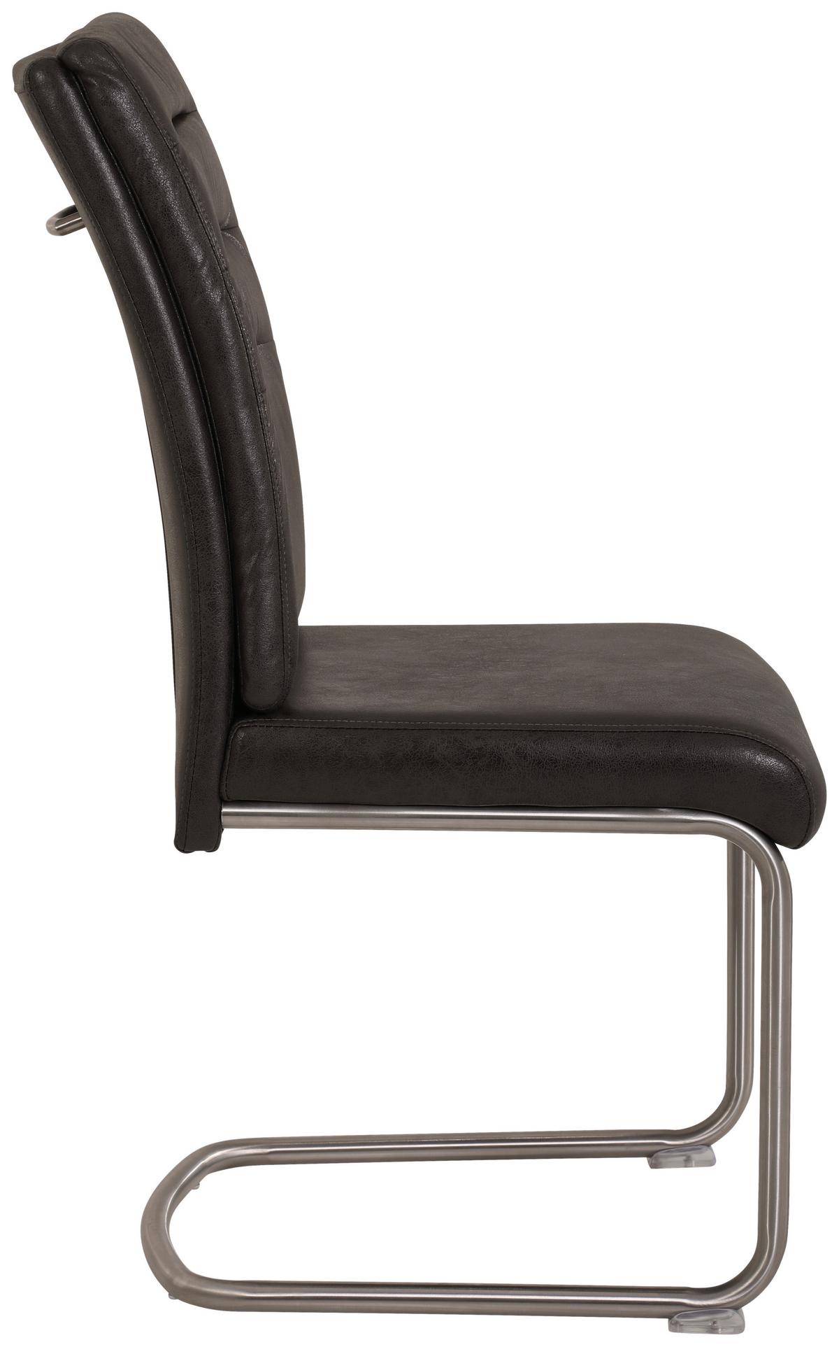 Schwingstuhl-Set Paula Anthrazit 2er-Set - Edelstahlfarben/Anthrazit, MODERN, Textil/Metall (45/102/65cm) - MID.YOU