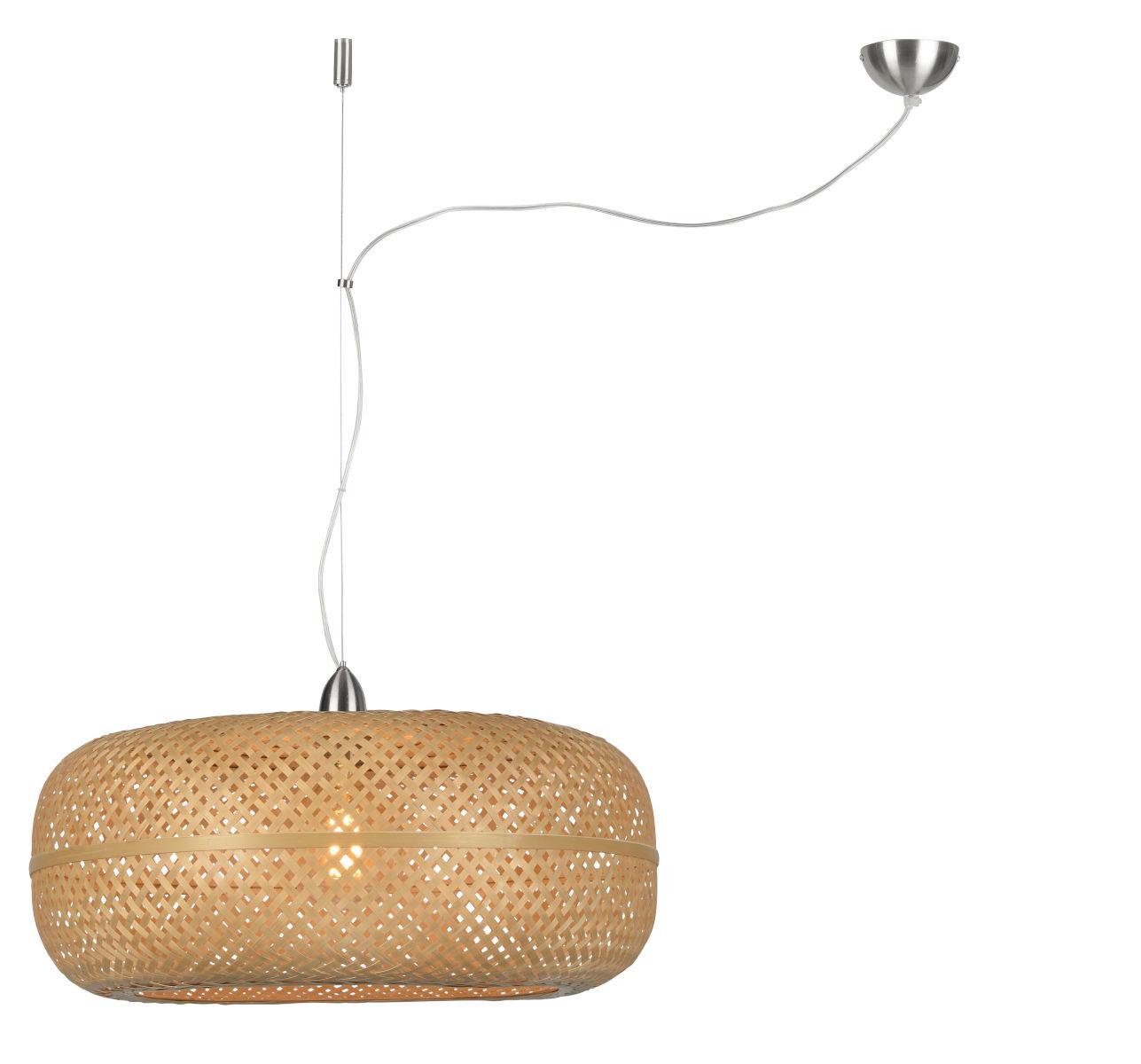 Függőlámpa Palawan/h1/n - krómszínű/barna, Design, műanyag/természetes anyagok (63/378cm) - Good & Mojo