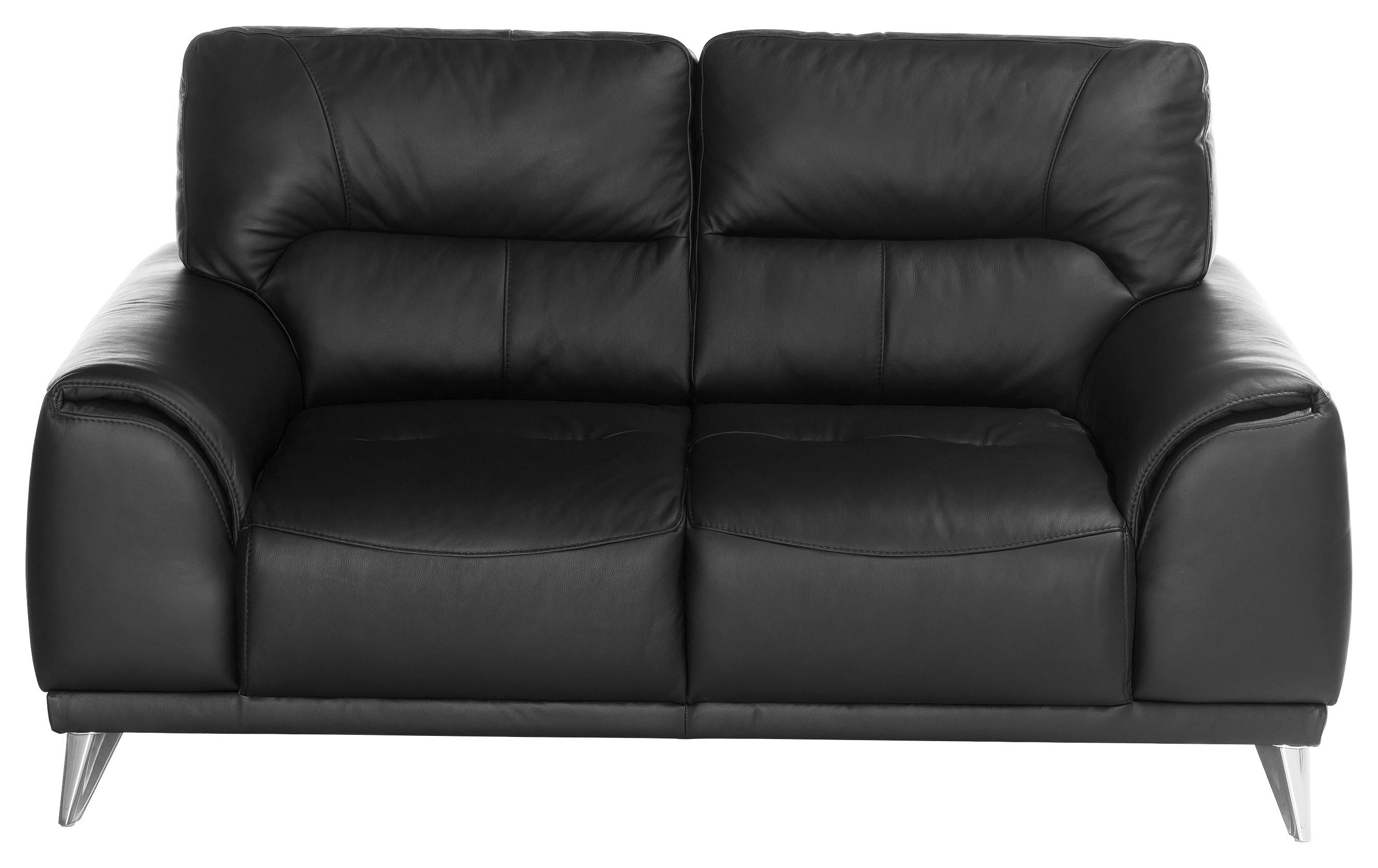 Zweisitzer-Sofa "Frisco" , schwarz - Chromfarben/Schwarz, MODERN, Textil/Metall (166/92/96cm) - MID.YOU