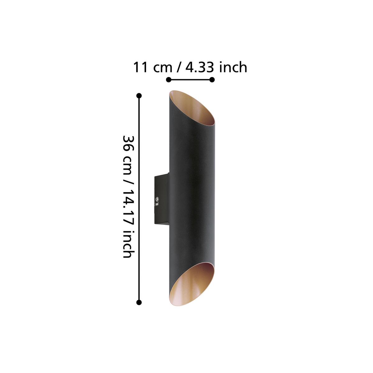 Aussenwandleuchte 94804* Agolada - Schwarz/Kupferfarben, Design, Metall (7,5/36cm) - Eglo